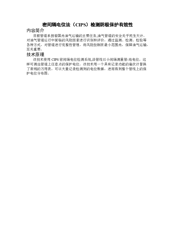 SG011006A密间隔电位法（CIPS）检测阴极保护有效性